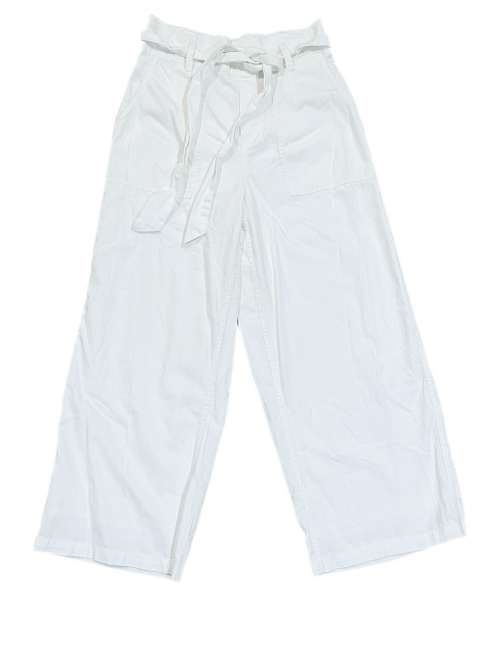 American Eagle Pants Womens White Paperbag High Rise Wide Leg Belted Casual M